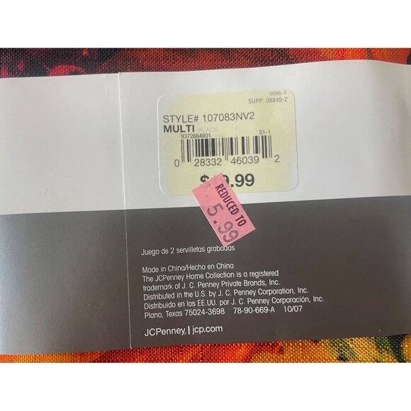 2 Sets of 2JC Penney Home Collection Autumn Harvest Fabric Napkins NOS 4 Napkins - Picture 4 of 5